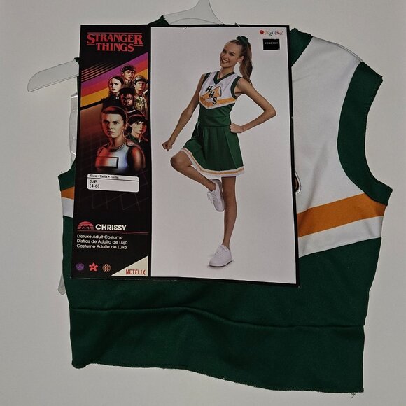 NEW Stranger Things Chrissy Cheerleader Halloween Costume Green Adult Small 4-6 - Picture 2 of 8